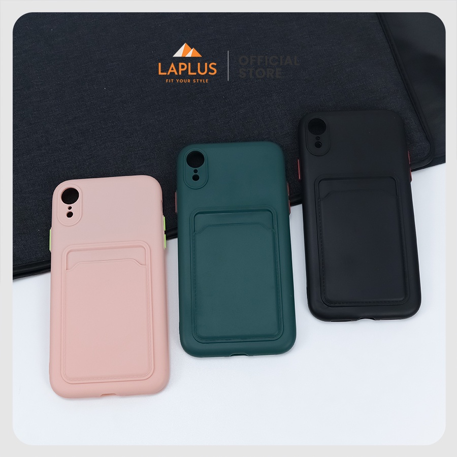 Ốp Lưng Kèm Ví Màu Cho IPhone XR - Chất Liệu Silicone Dẻo, Màu Trơn, Chống Sốc