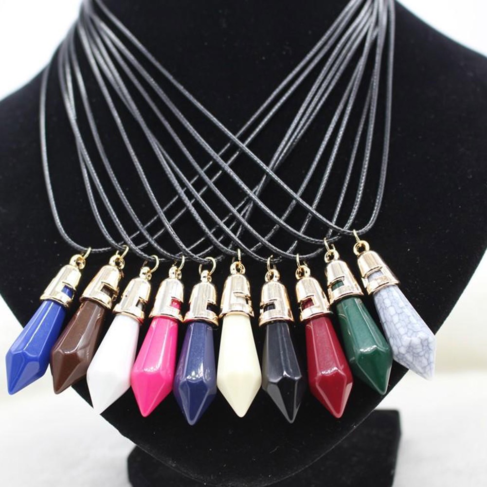 Vòng cổ da PU màu đen thiết kế đơn giản độc đáo