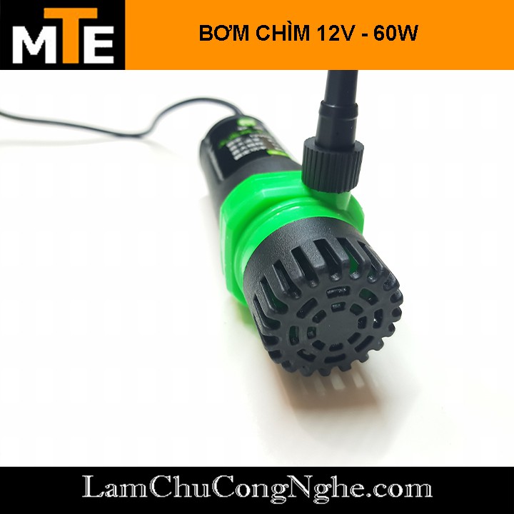 Bơm Chìm Mini 12VDC 8L/phút bơm nước cao 12m có sẵn nguồn 12V-2A và công tắc