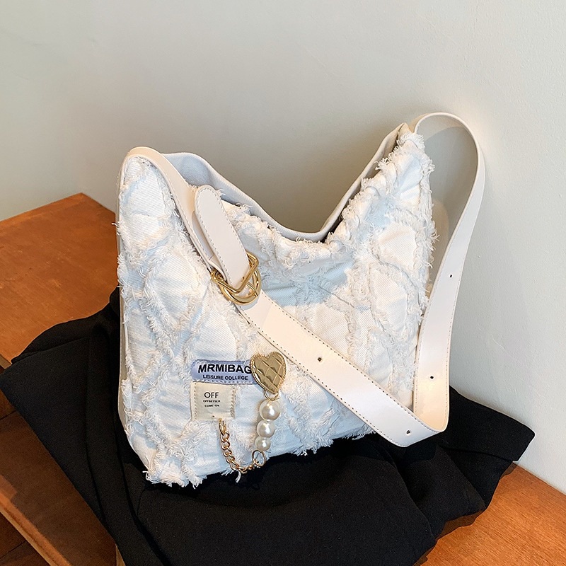 Túi Đeo Chéo Bằng polyester Đính Kim Cương Sức Chứa Lớn Màu Xanh Dương Cho Nữ