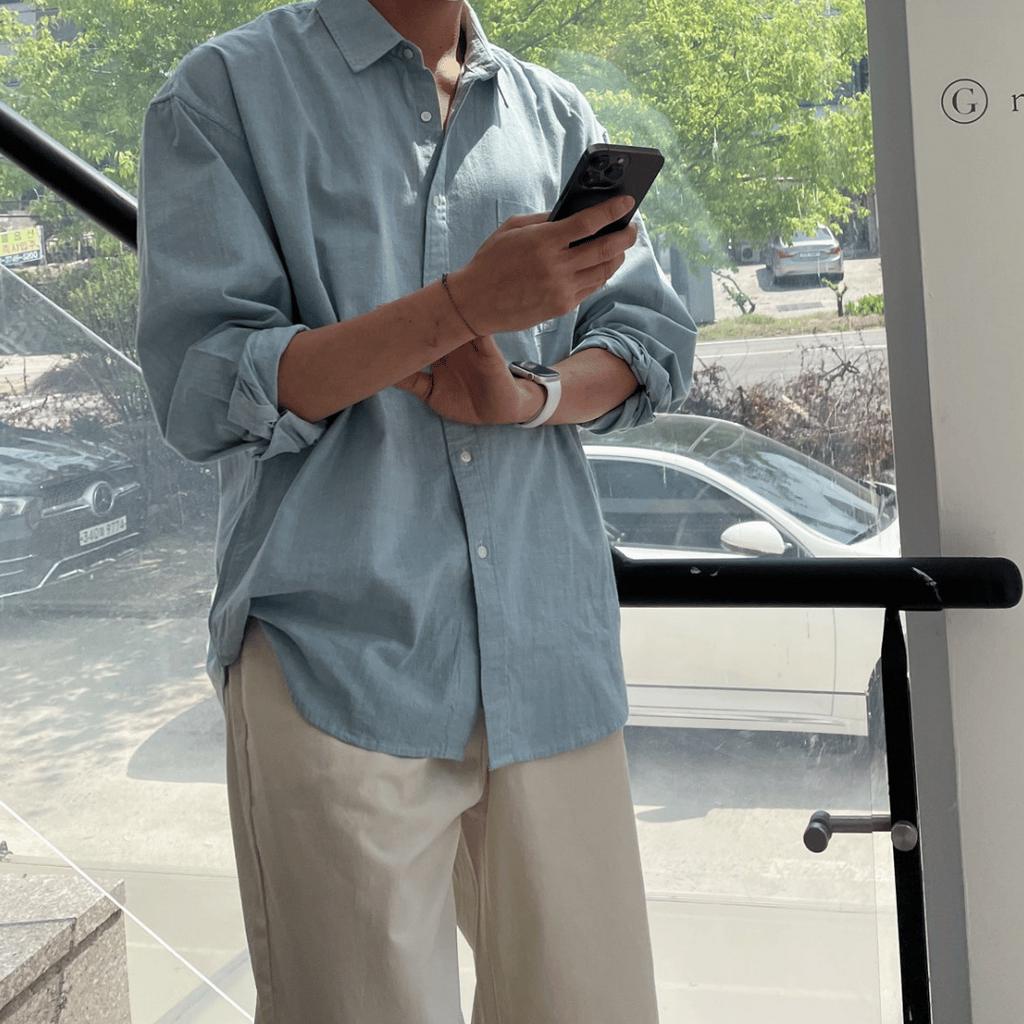 Áo sơ mi cổ bẻ dài tay chất liệu LINEN cao cấp, phom dáng thoải mái thấm hút cực tốt - LUMINON