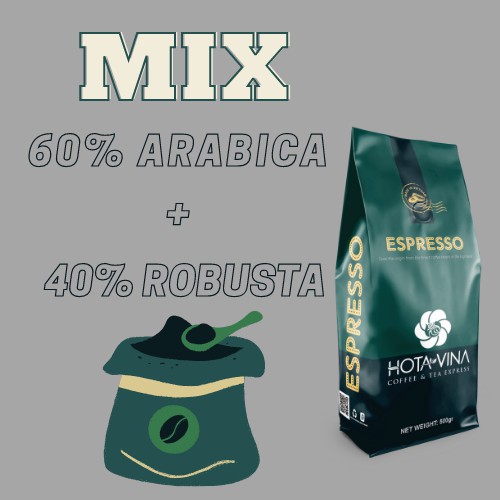 CÀ PHÊ NGUYÊN CHẤT MIX ARABICA VÀ ROBUSTA 500G ( 60% ARA : 40% RO )