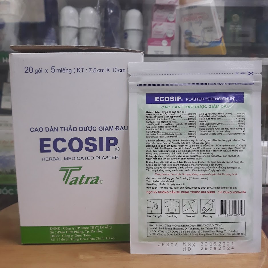 ECOSIP 20 gói x 5 miếng cao dán thảo dược ( Chính hãng )