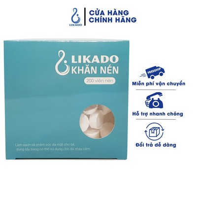 Khăn nén du lịch LIKADO hộp 200 viên trần