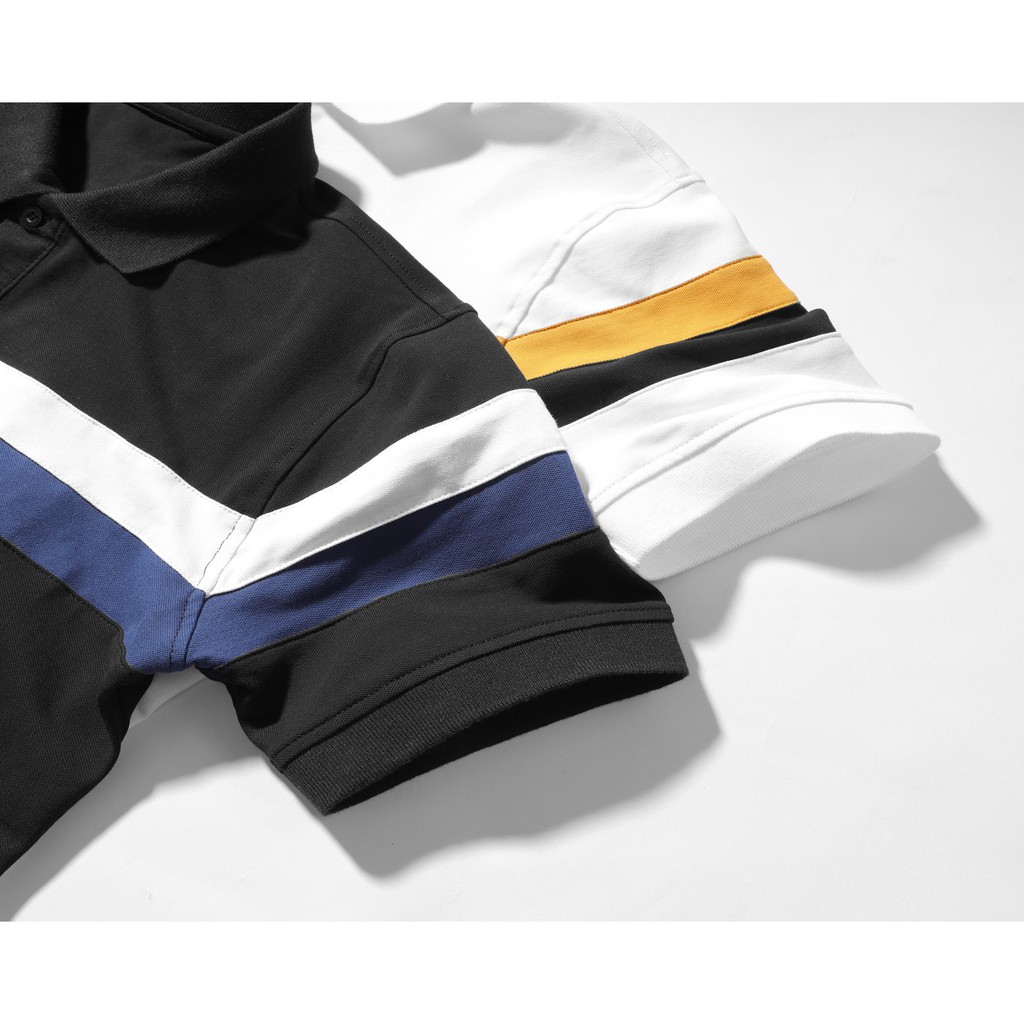 Áo thun polo nam phối sọc ngang vải cotton thiết kế sang trọng DILANO APD04