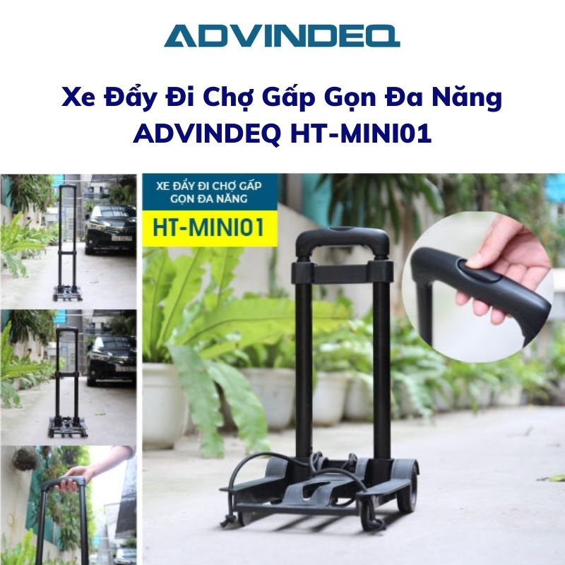 Xe đẩy đi chợ gấp gọn đa năng ADVINDEQ HT-MINI01 tải trọng 45kg có dây chằng hàng bảo hành 12 tháng