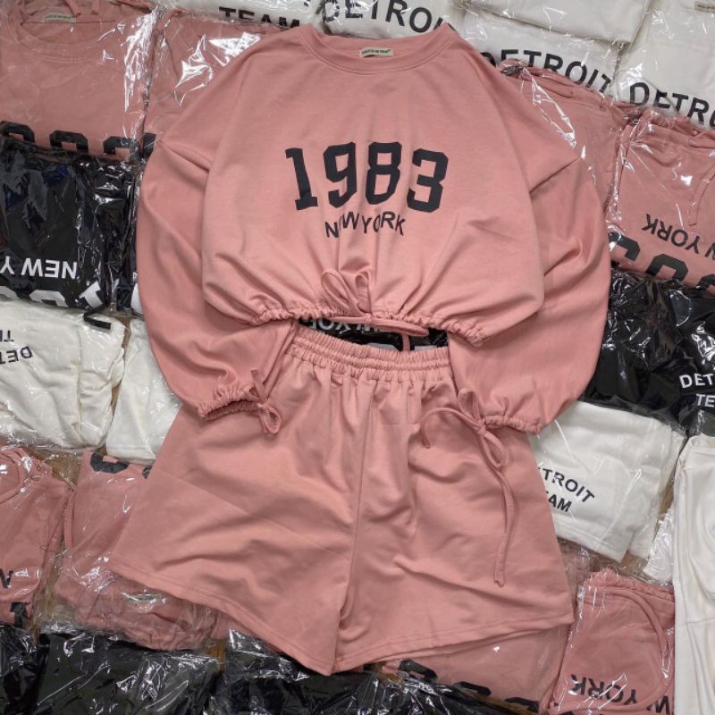 Bộ Đồ Thụng Quần Dài, Quần Đùi Áo Thun 1983 Rút Dây Gấu Áo Form Rộng Ulzzang ❤️