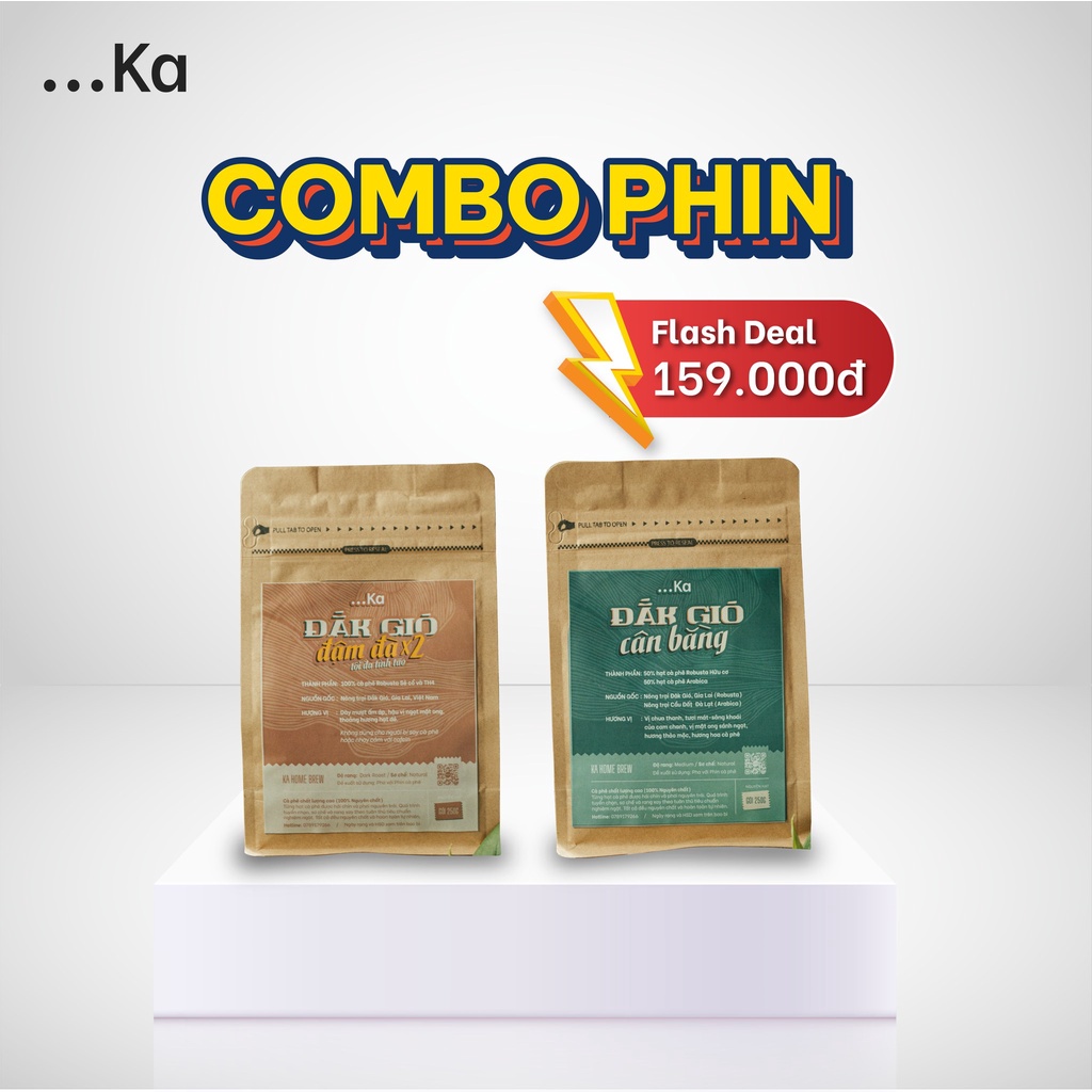 COMBO Cà Phê Pha Phin, Cà phê rang xay nguyên chất DAK GIÓ CÂN BẰNG chua thanh cam chanh DARK GIÓ ĐẬM ĐÀ Vị dày đắng nhẹ