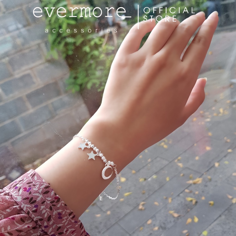 Vòng tay bạc S925 EVERMORE, lắc tay bạc trăng sao Jesse đính đá thanh lịch, minimalism - L028