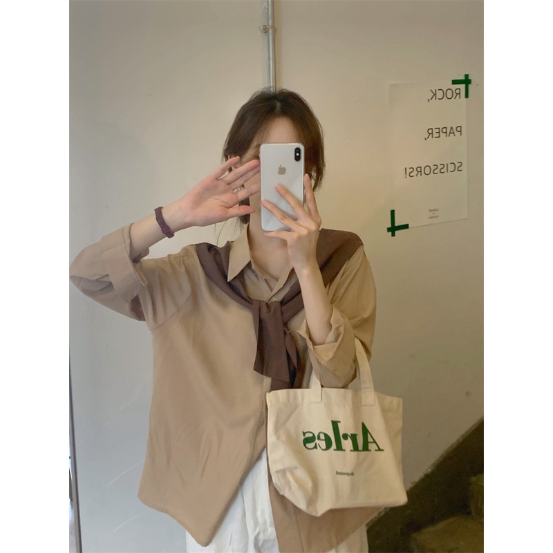 Áo Sơ Mi Tay Dài Phối Khăn Choàng Thời Trang Hàn Quốc Cho Nữ | BigBuy360 - bigbuy360.vn
