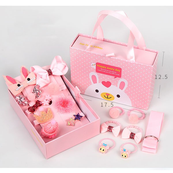 Hộp nơ buộc tóc 18 chi tiết cho bé dễ thương.