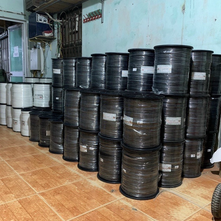 Dây Mạng Ngoài Trời 4 Lõi Đồng DONGSUNG Có Dây Thép Gia Cường - Dầu Chống Ẩm - Băng Nhôm Chống Nhiễu Cuộn 500M