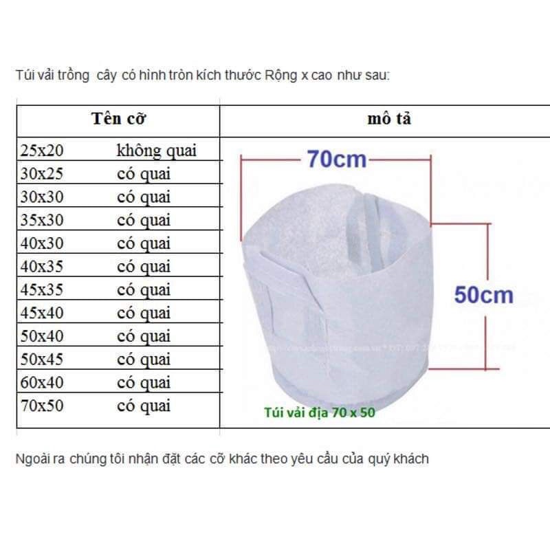 Sale sốc Túi vải địa trồng cây đủ các.kích cỡ