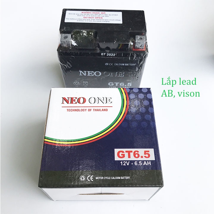 Bình ác quy xe máy Dream Wave Lead Vision AB 12V 5.5A 6A 6.5A hãng NEO ONE