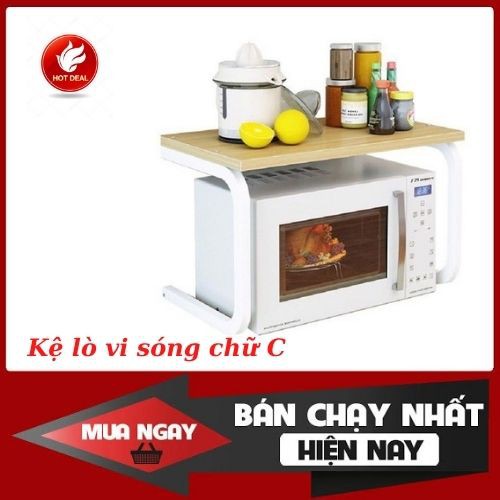 Kệ Để Lò Vi Sóng Chữ C Chân Inox Không Gỉ 2 Tầng Mặt Gỗ MDF Phủ Melamin sang trọng