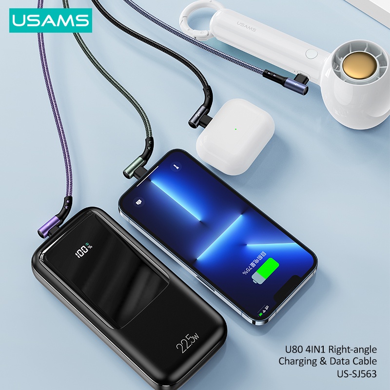 Usams Dây Cáp Sạc 4 Trong 1 66W USB-C Micro USB Dành Cho Điện Thoại / Máy Tính Bảng / Laptop