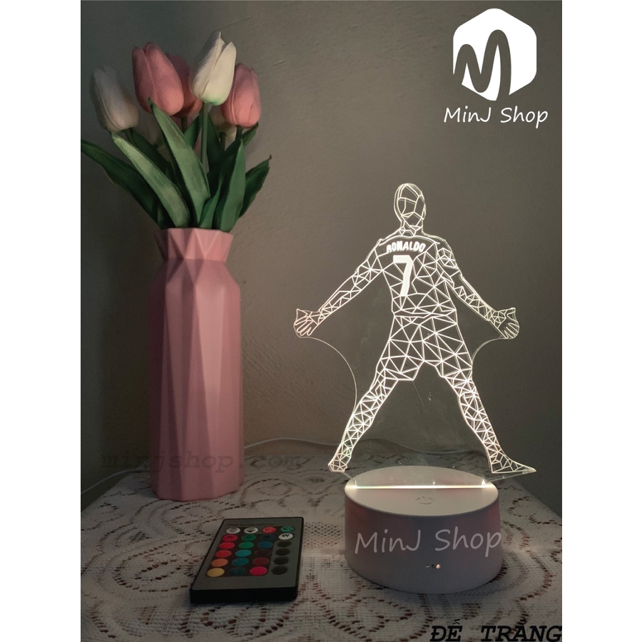 Đèn Ngủ 3D Ronaldo | 16 Màu + Remote | Đèn 3D Led CR7 | Bóng Đá | MinJ Shop