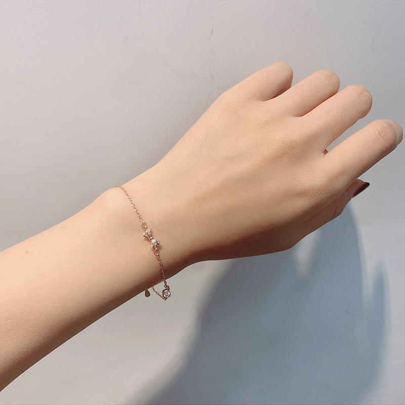 Vòng Tay Pha Lê Fashion Bowknot Crystal Gold Bracelet Zircon Korea CZ Bangle Cuff for Women Jewelry