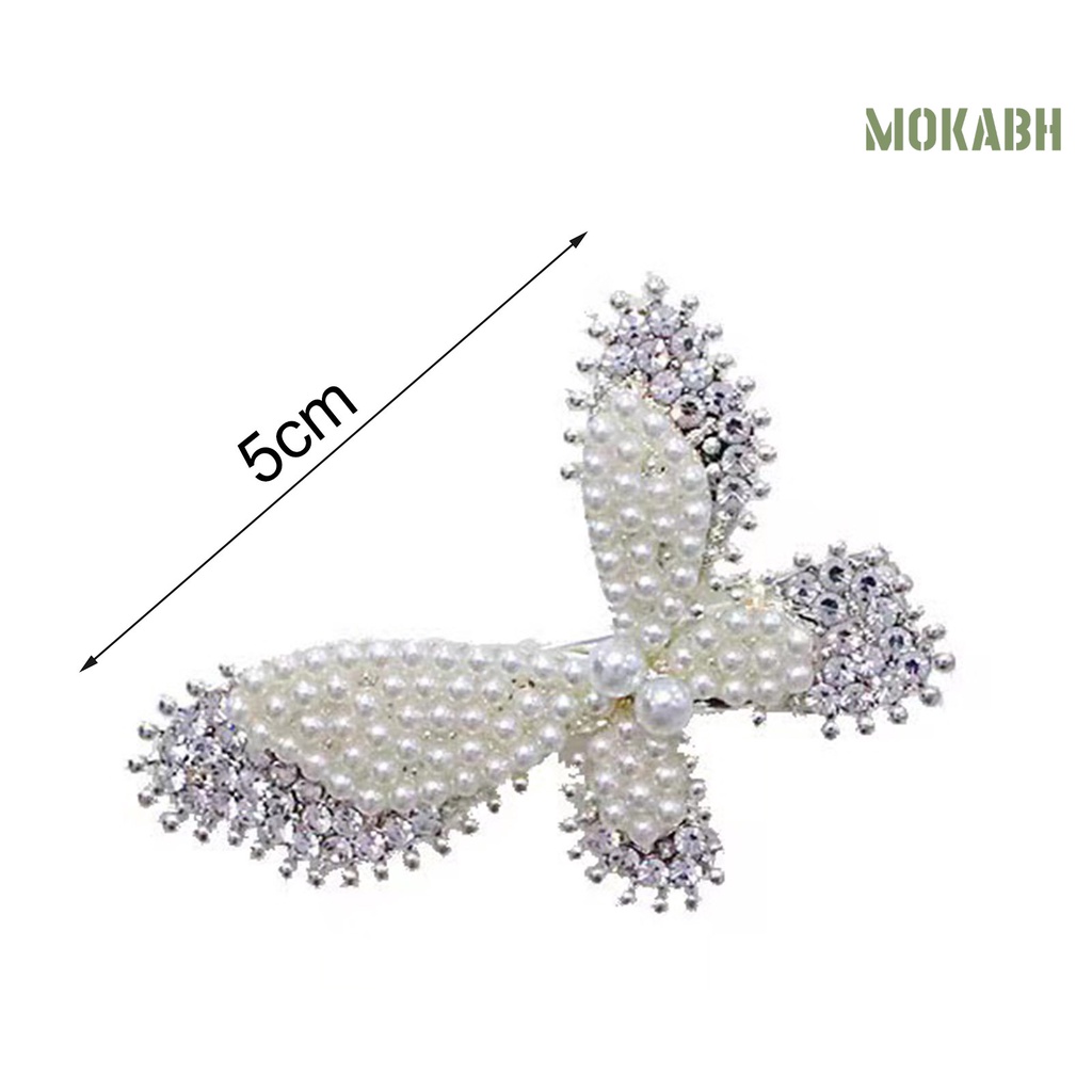 Kẹp Tóc Hình Nơ Đính Ngọc Trai Giả Lấp Lánh