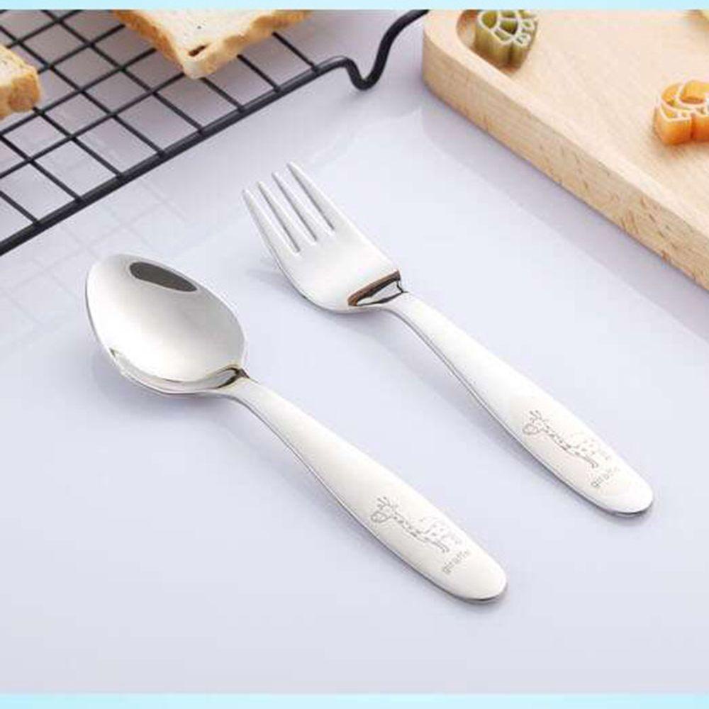 KUNHEV Bộ Dụng Cụ Ăn 4 Món Bằng Thép Không Gỉ In Họa Tiết Hoạt Hình Phong Cách Phương Tây Cho Bé