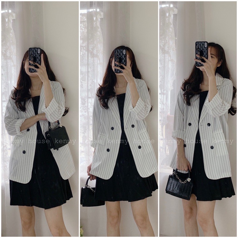 Áo blazer kẻ hàn quốc ( hình thật ) | BigBuy360 - bigbuy360.vn