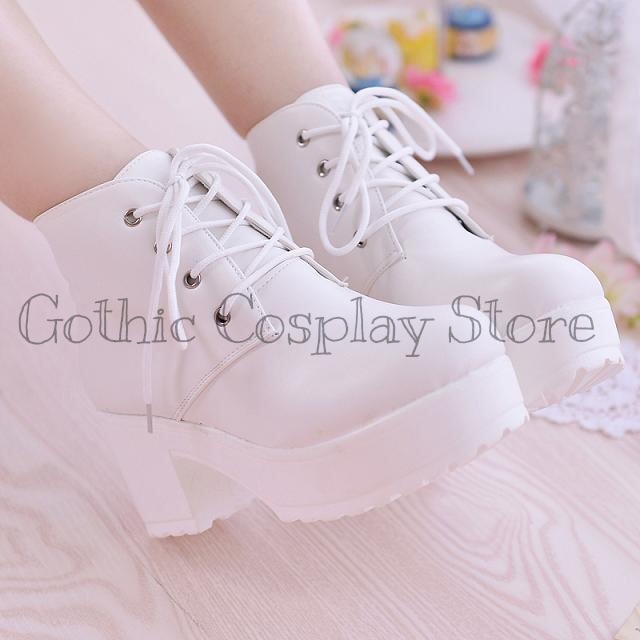 [CÓ SẴN] Giày Boot cổ cao Cosplay đế 7cm 2 màu trắng, đen ( NÊN TĂNG 1 SIZE ) | BigBuy360 - bigbuy360.vn