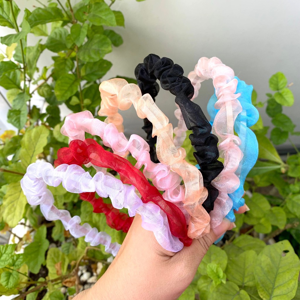 Cài tóc thời trang vải scrunchies caro xinh xắn