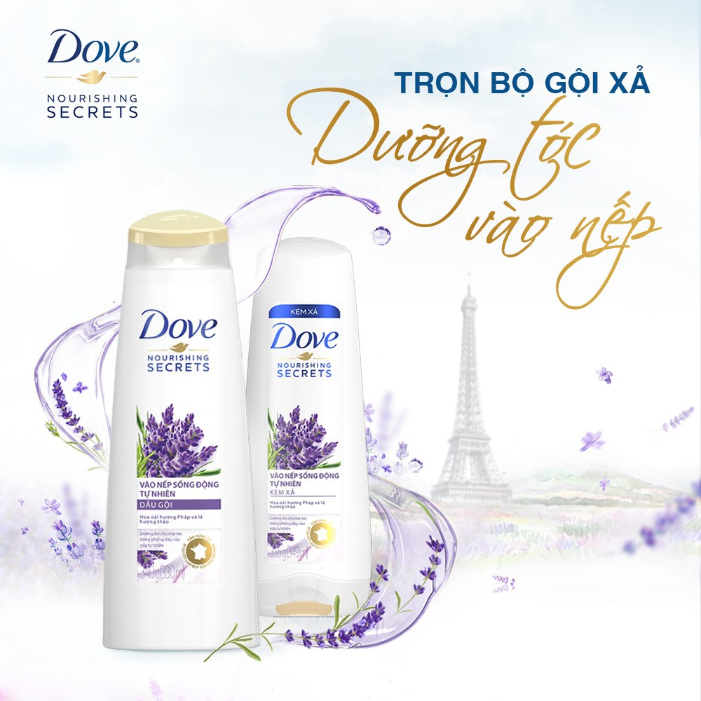 Combo dầu gội 640gr + dầu xả 320gr Dove thiên nhiên Vào nếp sống động tự nhiên