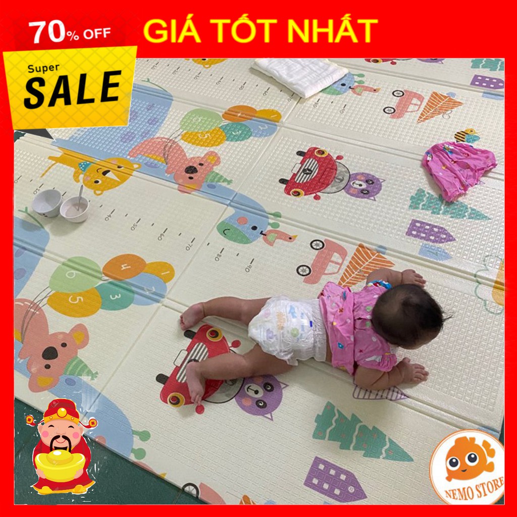 [ GIÁ TỐT NHẤT ]  Thảm xốp cho bé XPE gấp gọn tấm lót trải sàn 2 mặt chống thấm chống trơn hàn quốc phủ silicon 1m8 2m c