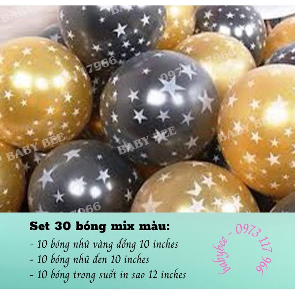 Set 30 bong bóng cao su mix màu trang trí tiệc party - Baby Bee