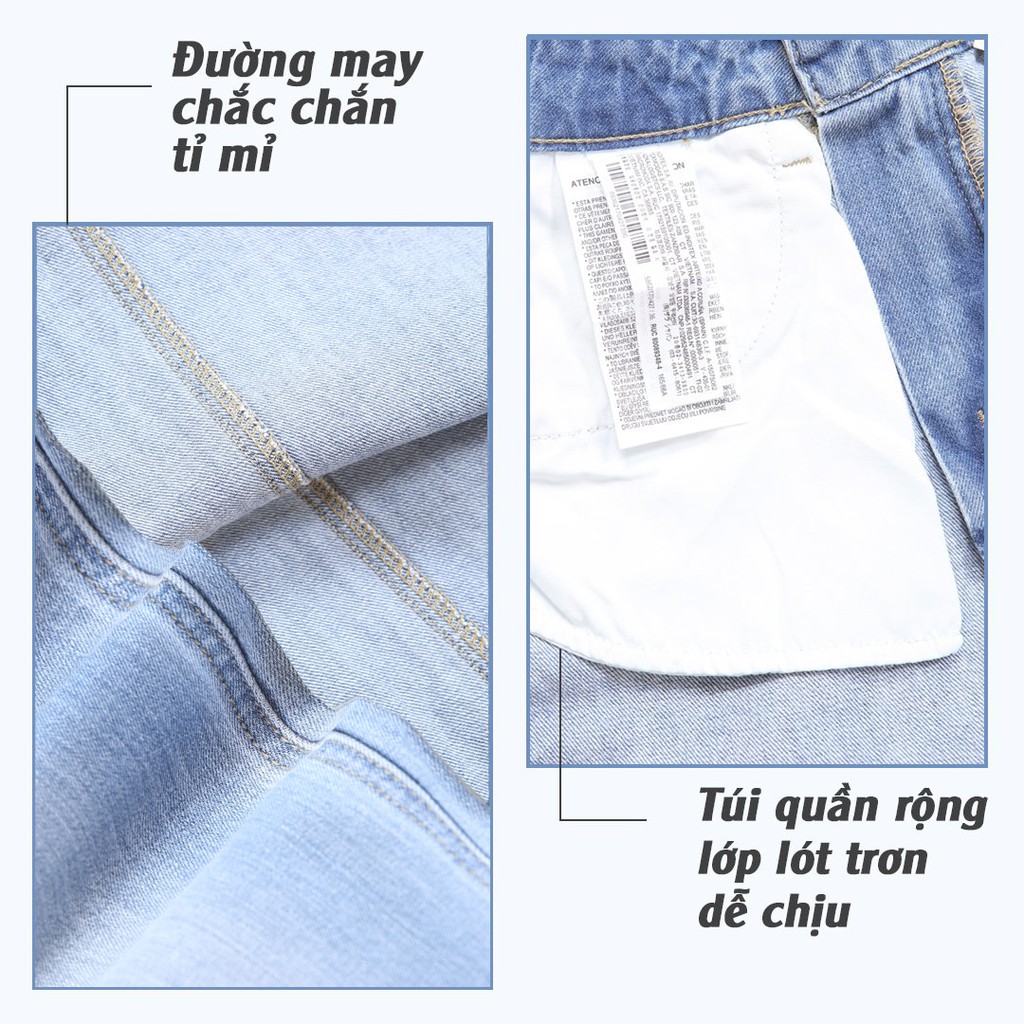 Quần jean nữ dáng ngố qua gối, quần lửng nữ CT Jeans