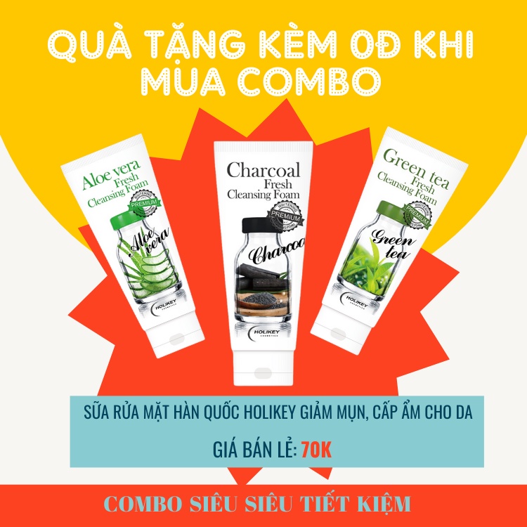 COMBO Dưỡng Trắng, Chăm Sóc Phục Hồi Da Vaseline Kết Hợp Kem Chống Nắng HOLIKEY Vật Lý Kiềm Dầu TONE UP SPF50+