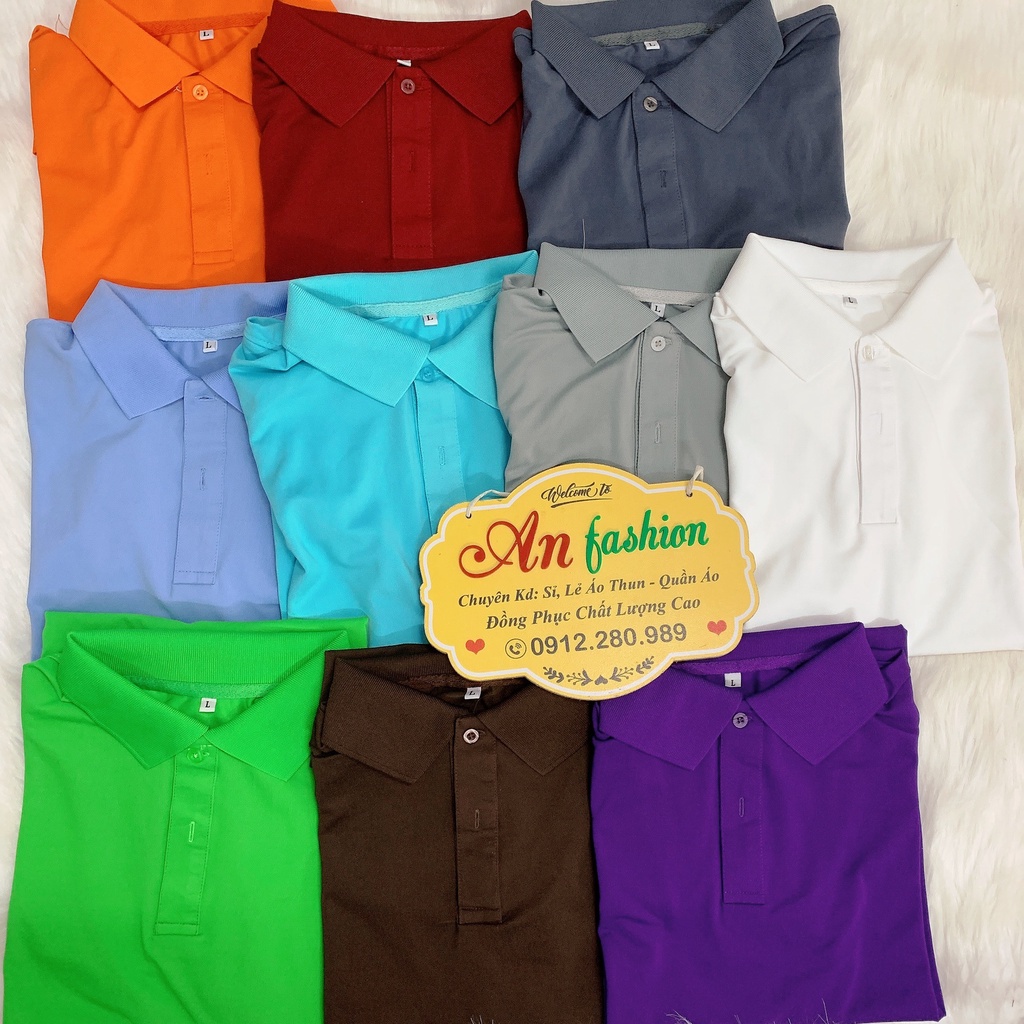 Áo polo màu xanh ngọc vải poly Thái cao cấp cho nam nữ _ Hình chụp thật