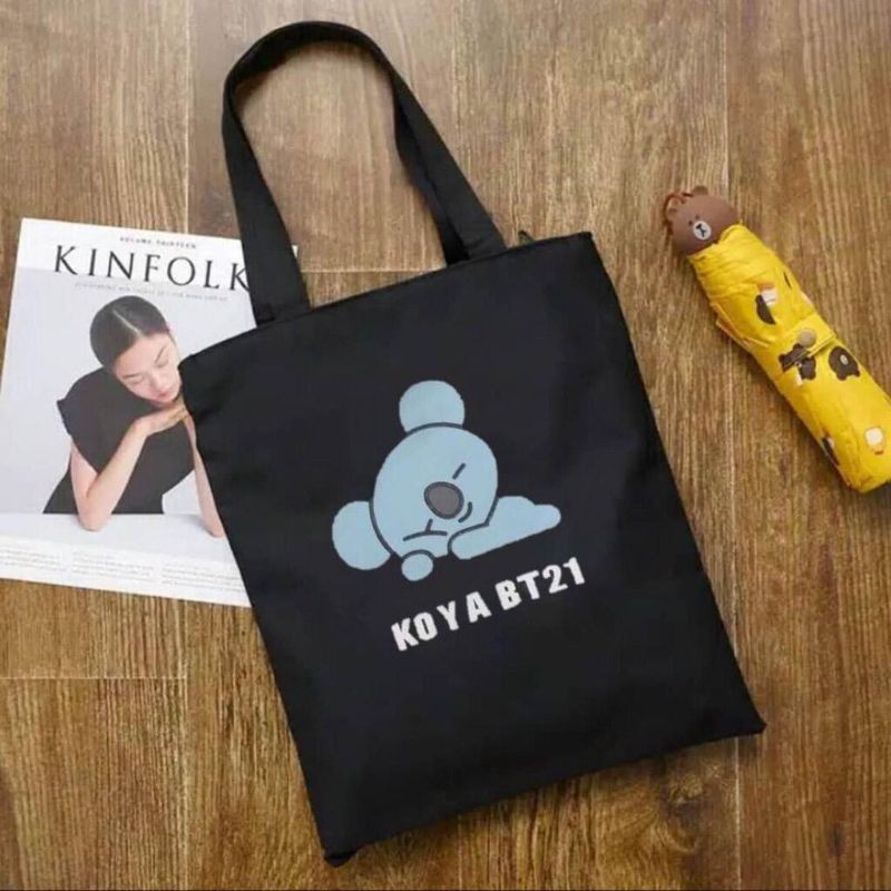 Túi Tote Vải Canvas In Hình Bt21 Bts Đáng Yêu