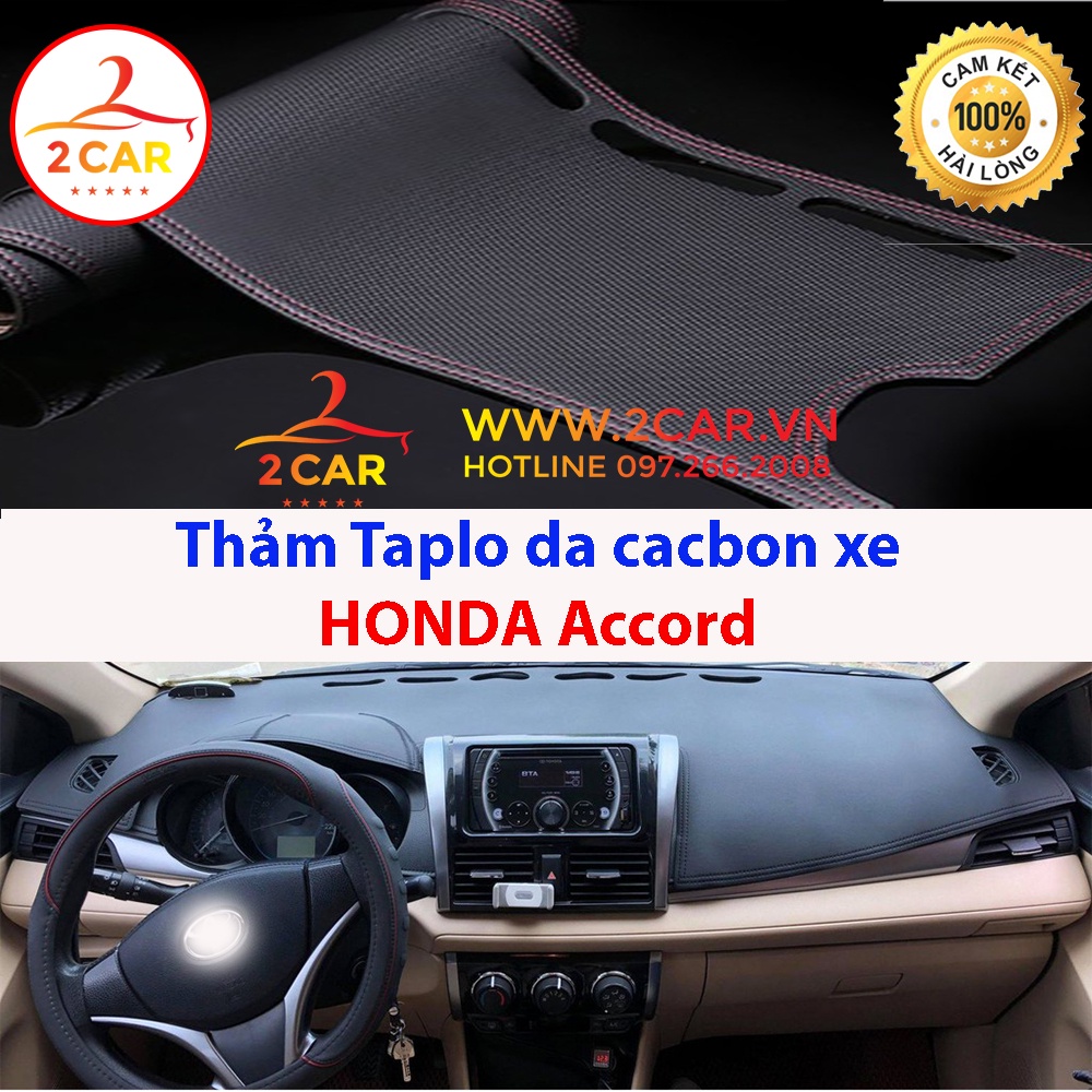 Thảm Taplo Da Cacbon xe Honda Accord 2008-2022, chống nóng tốt, chống trơn trượt, vừa khít theo xe