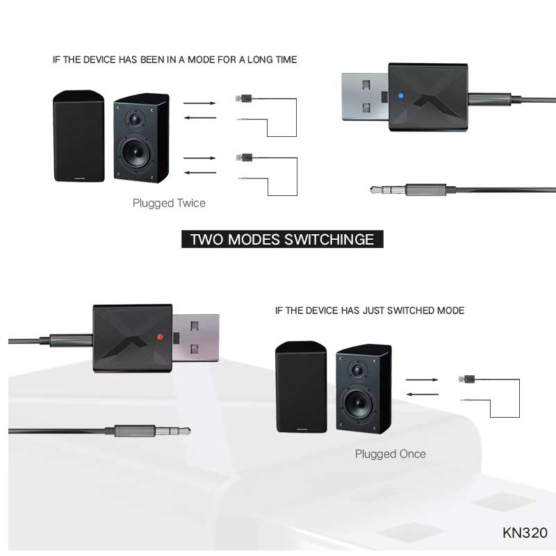 Thiết bị thu phát kết nối Bluetooth 5.0 AUX RCA USB 3.5mm 2 trong 1