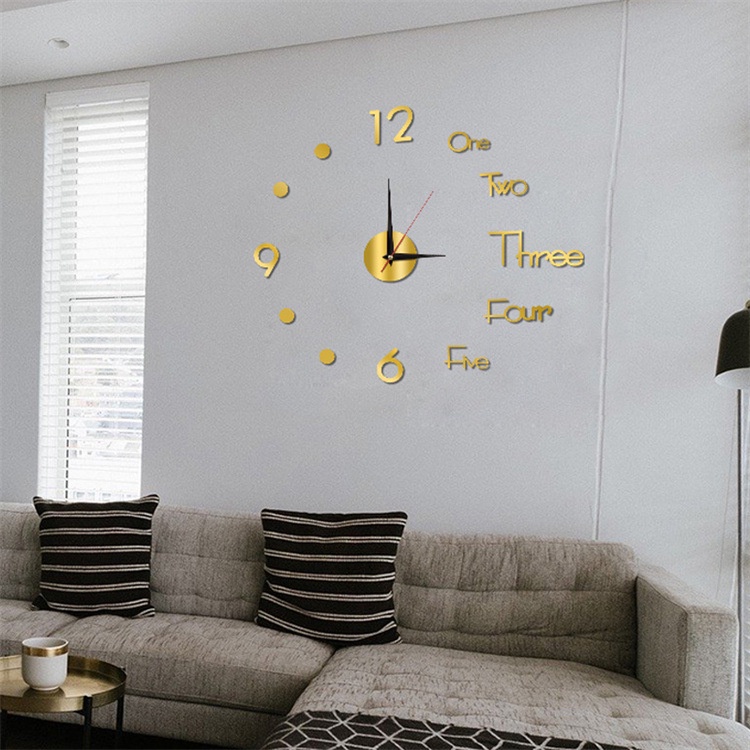 Đồng Hồ Treo Tường 3D DIY Không Khung Dạ Quang Không Gây Tiếng Ồn Trang Trí Nhà Cửa / Văn Phòng