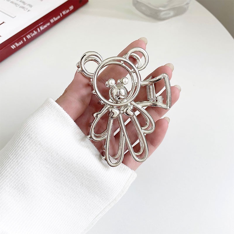 Kẹp Tóc Hình Gấu Đơn Giản Bằng Kim Loại Acrylic