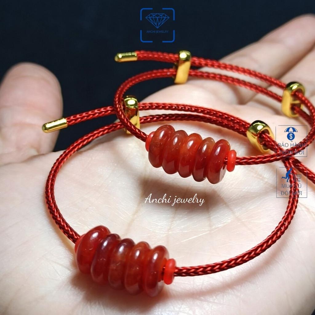 Vòng tay dây đỏ, dây vòng lu thống / cỏ 4 lá / đồng điếu phong thuỷ - size 2mm. Anchi jewelry