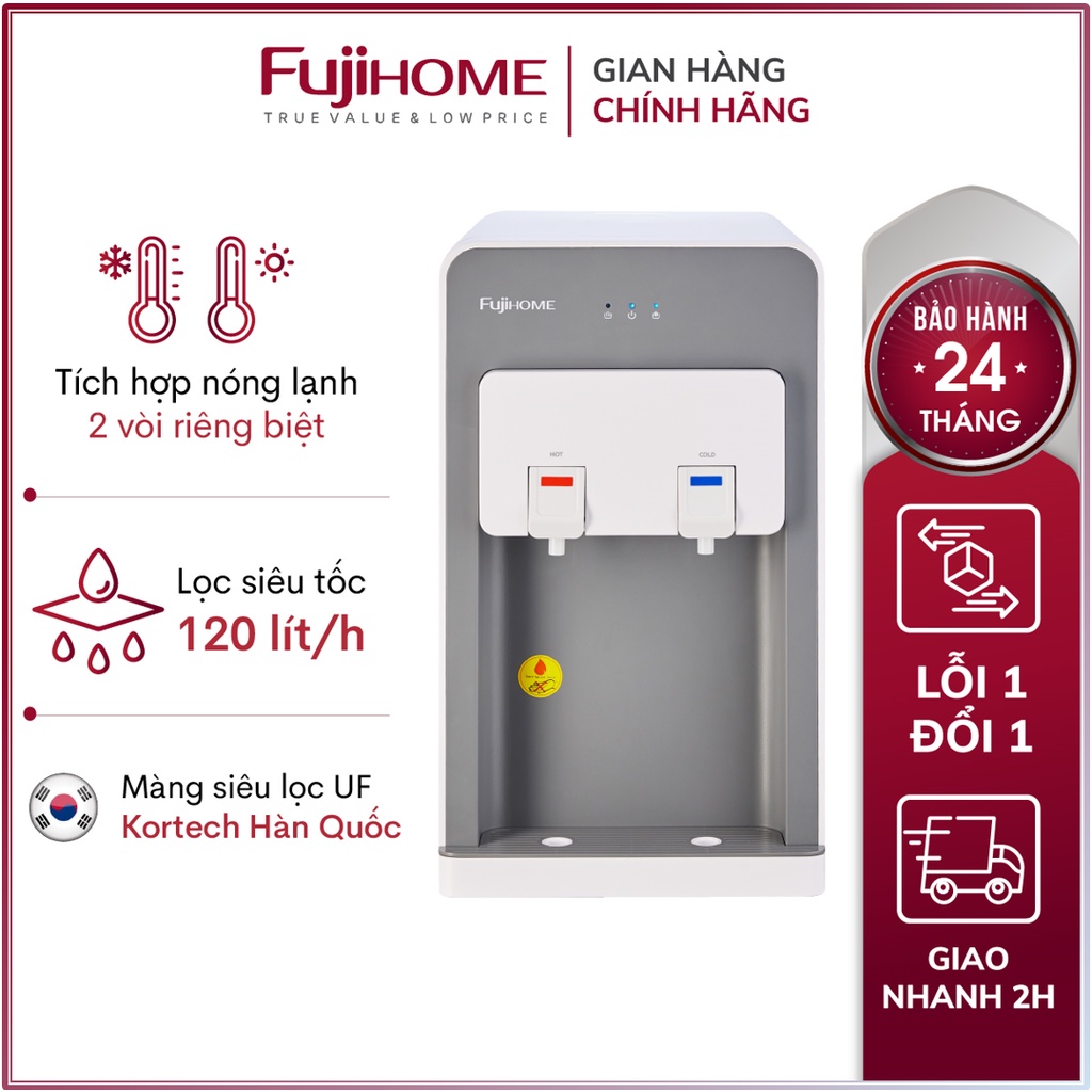 Máy lọc nước nóng lạnh 4 cấp Nhật Bản Nhập Khẩu Fujihome, bộ thiết bị bình lọc nước uống trực tiếp bằng block gia đình