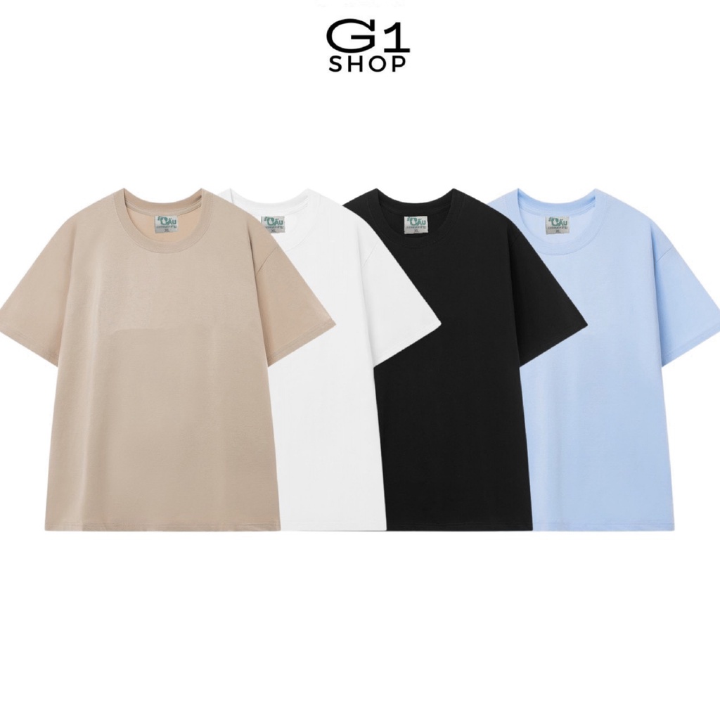 Áo thun tay lỡ G1shop Unisex form rộng vải 100% coton co dãn 4 chiều, phong cách Local Brand - Đen & Trắng trơn