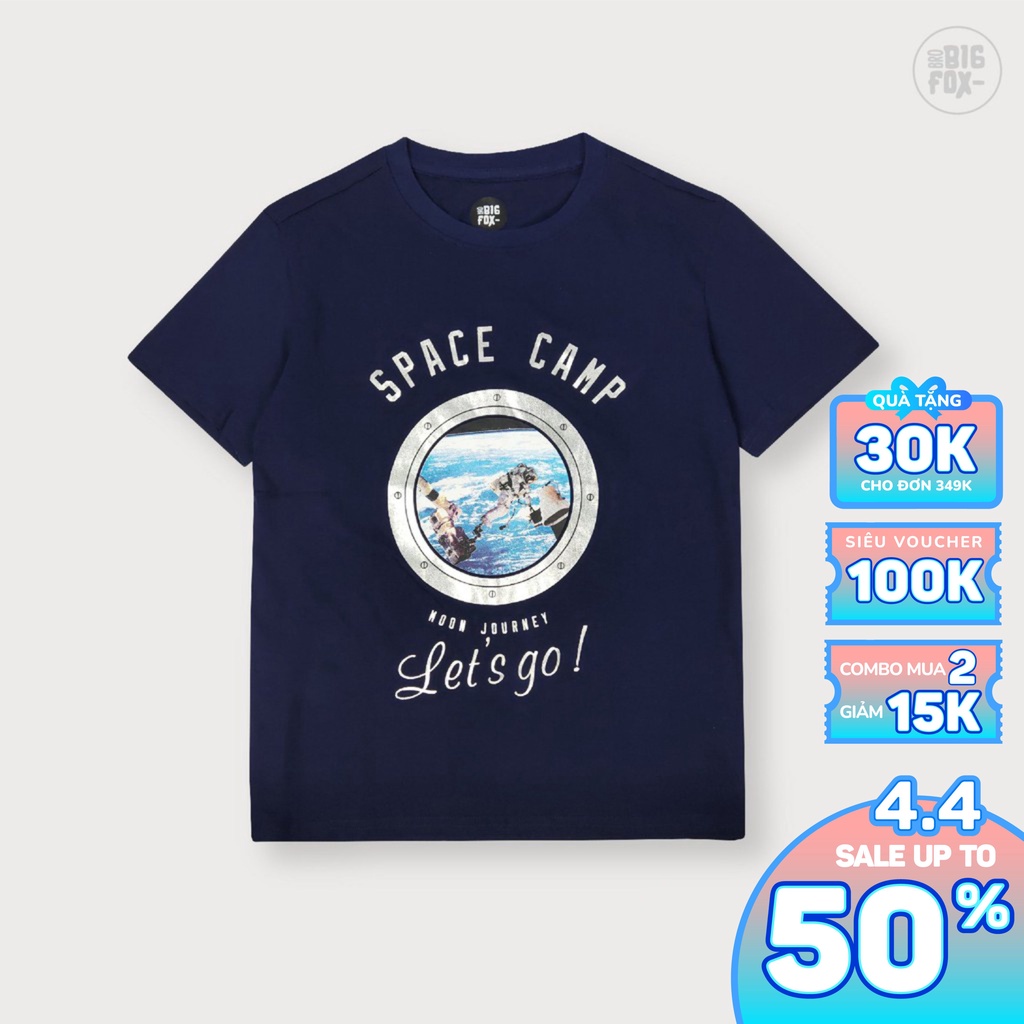 [MÃ BIGFBIF10 GIẢM 10K] Áo Cộc Tay Bé Trai Bigfox, Áo Phông Trẻ Em Size Đại, In Space Camp 3-11, Cotton Xuất.