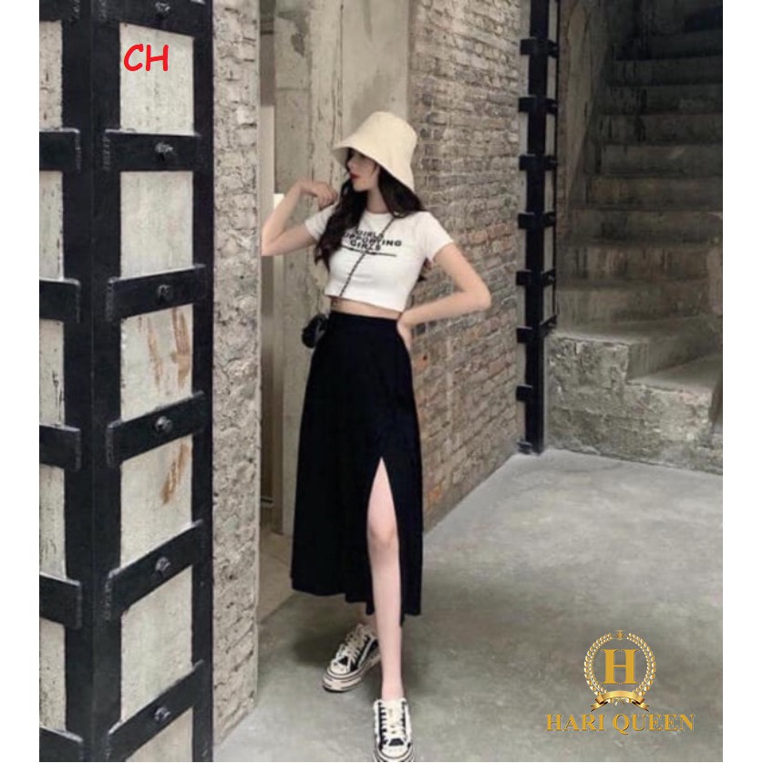 [FREE SHIP ĐƠN TỪ 50K] Sét váy áo cropt Girl + chân váy xẻ COH0420 1