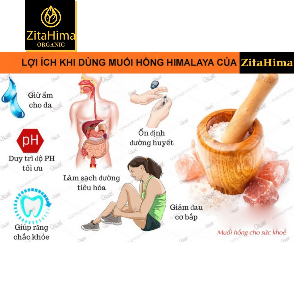 Muối hồng Himalaya 84 loại khoáng chất sử dụng hàng ngày ZitaHima - Hủ 500gr và 1kg