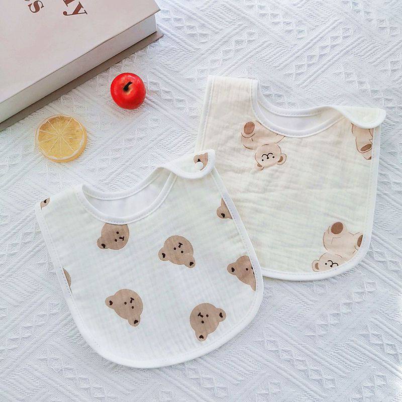 Set 2 yếm vuông chống thấm vải Muslin sợi tre cao cấp cho bé, yếm ăn dặm cho bé, yếm dãi, giữ ấm cổ bé...