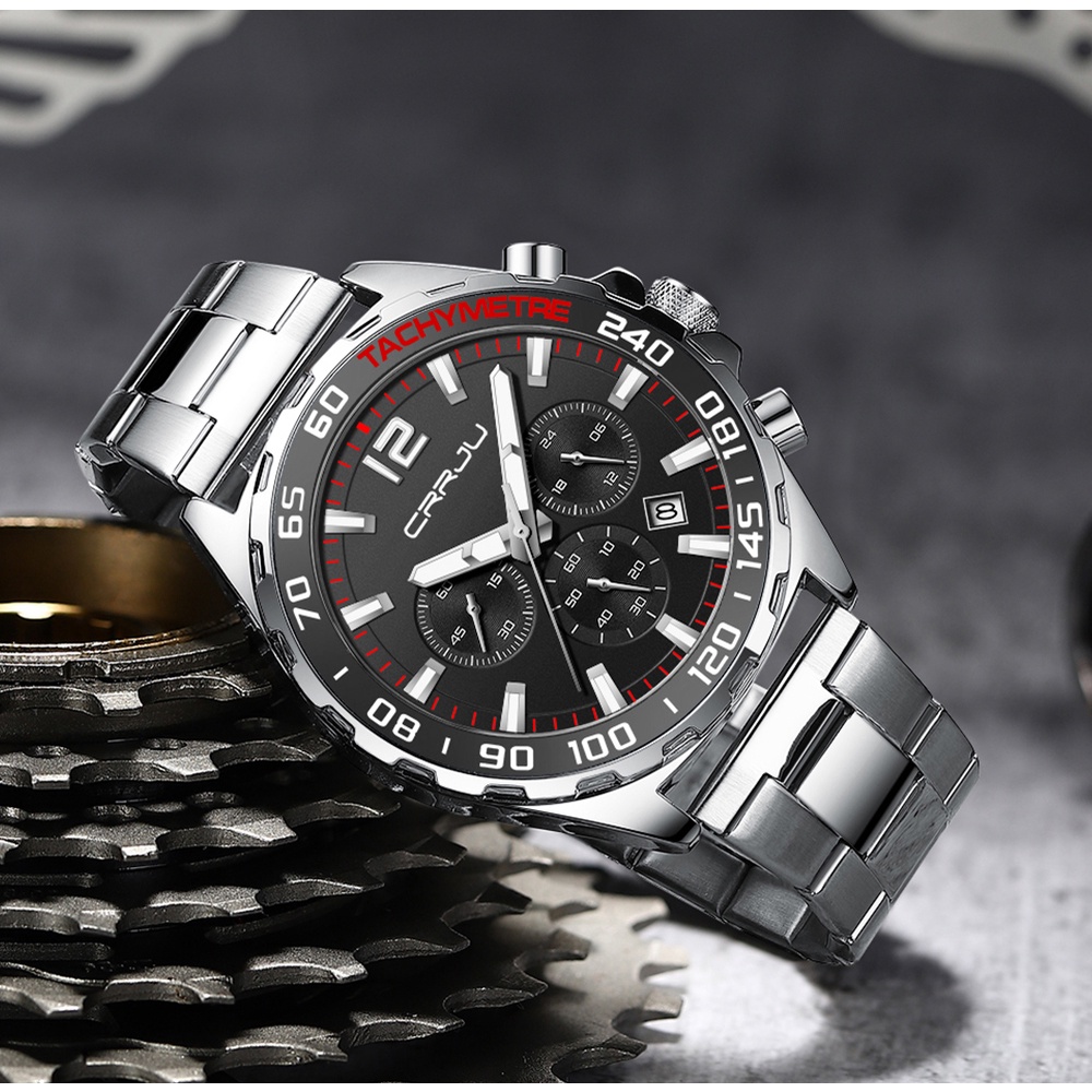 CRRJU Men's Watch Top Brand Corporate Fashion Waterproof Stainless Steel Quartz 2299