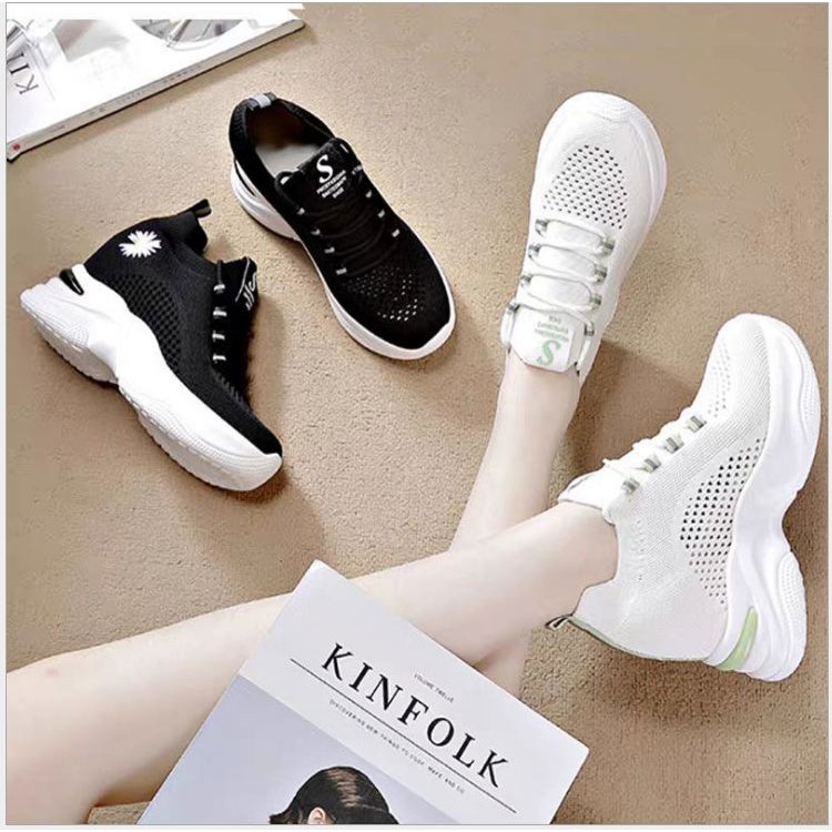 (MẪU MỚI về Freeship)Giày thể thao phản quang hoa cúc độn đế nâng chiều cao 7cm siêu nhẹ