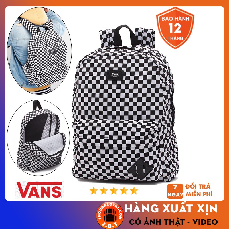 Balo Vans [ FULL TEM ] Balo Vans Old Skool Checkerboard Backpack - Thiết kế độc đáo phù hợp Nam và Nữ CHỐNG NƯỚC TỐT