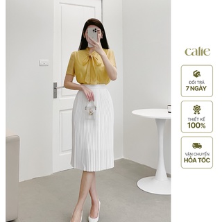 Áo sơ mi nữ phối nơ cổ, áo sơ mi nữ công sở calie as114