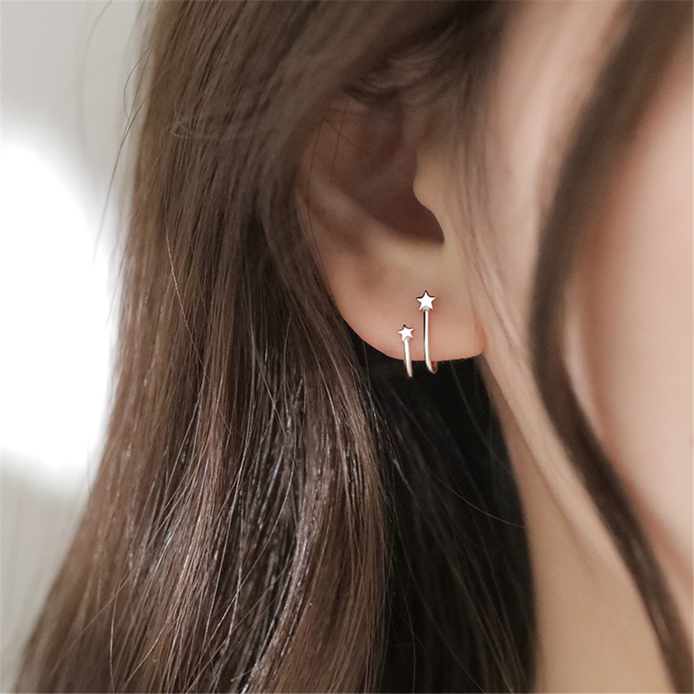 Khuyên Tai Nữ Hình Chữ U Đính Ngôi Sao Xinh Xắn